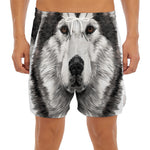 Hand Drawn Alaskan Malamute Print Men's Split Running Shorts