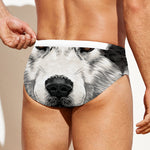 Hand Drawn Alaskan Malamute Print Men's Swim Briefs