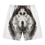 Hand Drawn Alaskan Malamute Print Men's Swim Trunks