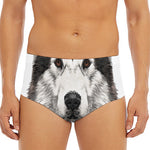 Hand Drawn Alaskan Malamute Print Men's Triangle Swim Briefs