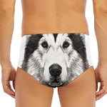 Hand Drawn Alaskan Malamute Print Men's Triangle Swim Briefs