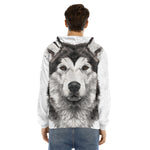 Hand Drawn Alaskan Malamute Print Men's Velvet Pullover Hoodie
