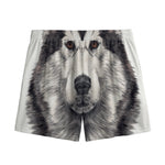 Hand Drawn Alaskan Malamute Print Mesh Shorts