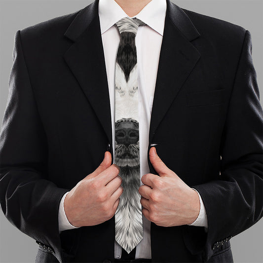 Hand Drawn Alaskan Malamute Print Necktie