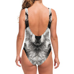 Hand Drawn Alaskan Malamute Print One Piece Swimsuit