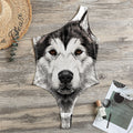 Hand Drawn Alaskan Malamute Print One Shoulder Bodysuit