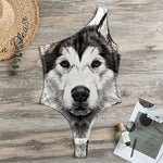 Hand Drawn Alaskan Malamute Print One Shoulder Bodysuit