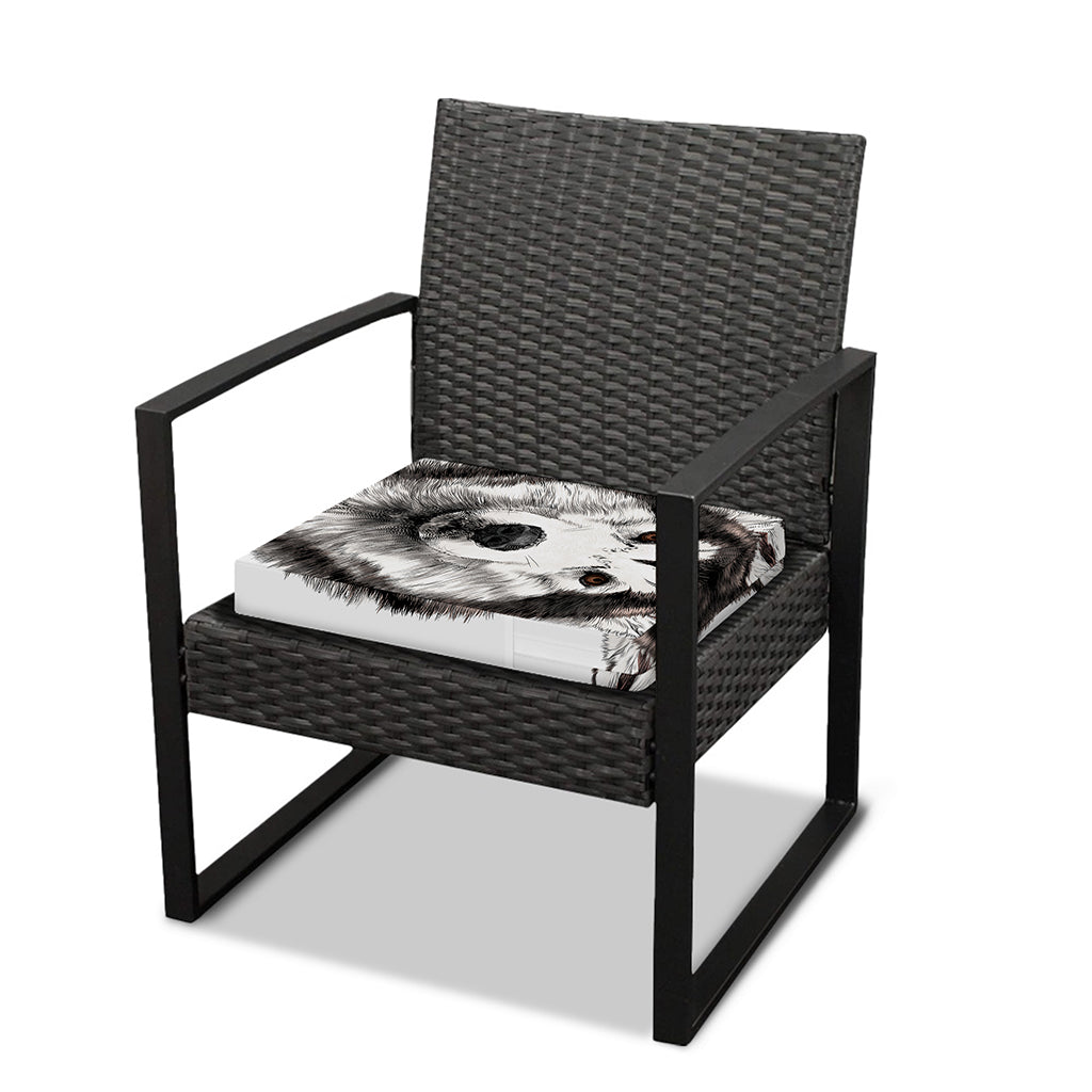 Hand Drawn Alaskan Malamute Print Outdoor Seat Cushion Cover