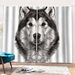 Hand Drawn Alaskan Malamute Print Pencil Pleat Curtains