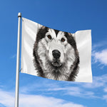 Hand Drawn Alaskan Malamute Print Polyester Flag