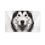 Hand Drawn Alaskan Malamute Print Polyester Flag