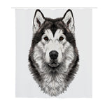 Hand Drawn Alaskan Malamute Print Polyester Shower Curtain