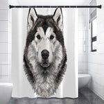 Hand Drawn Alaskan Malamute Print Premium Shower Curtain