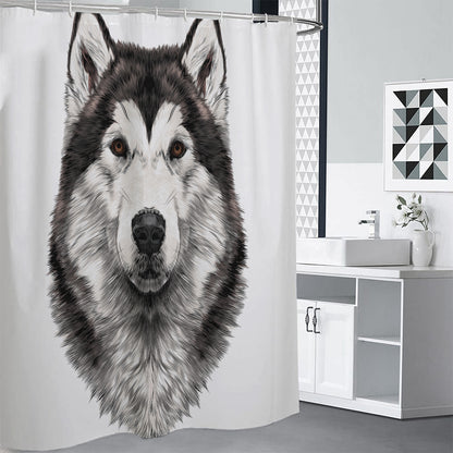 Hand Drawn Alaskan Malamute Print Premium Shower Curtain