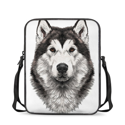 Hand Drawn Alaskan Malamute Print Rectangular Crossbody Bag