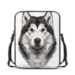 Hand Drawn Alaskan Malamute Print Rectangular Crossbody Bag