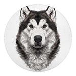 Hand Drawn Alaskan Malamute Print Round Blanket