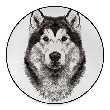 Hand Drawn Alaskan Malamute Print Round Floor Mat