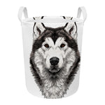 Hand Drawn Alaskan Malamute Print Round Laundry Basket