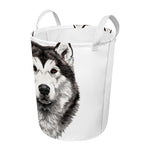 Hand Drawn Alaskan Malamute Print Round Laundry Basket