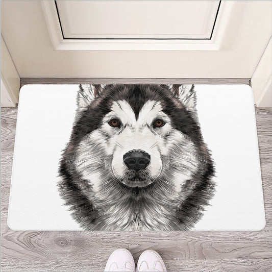 Hand Drawn Alaskan Malamute Print Rubber Doormat