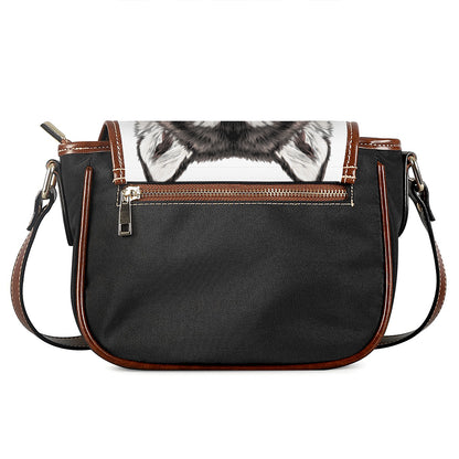 Hand Drawn Alaskan Malamute Print Saddle Bag