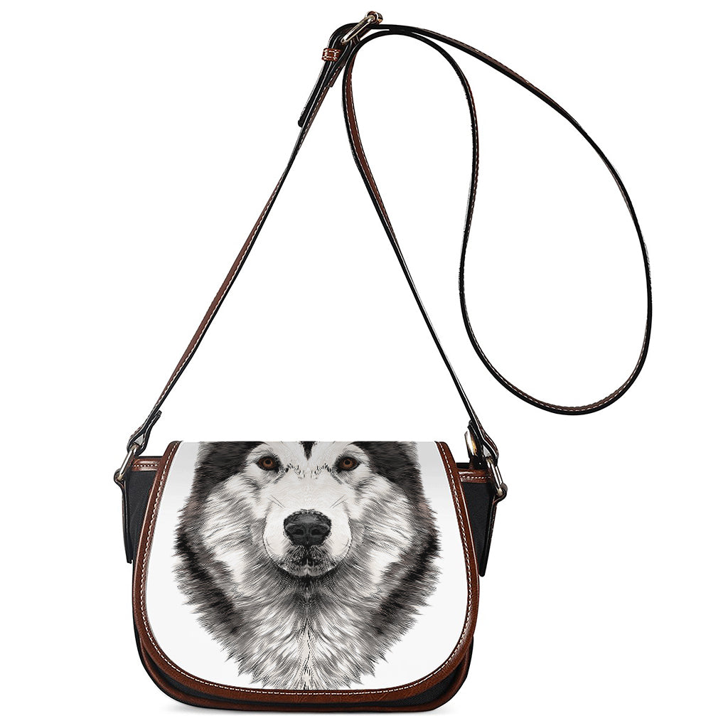 Hand Drawn Alaskan Malamute Print Saddle Bag