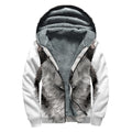 Hand Drawn Alaskan Malamute Print Sherpa Lined Zip Up Hoodie