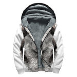 Hand Drawn Alaskan Malamute Print Sherpa Lined Zip Up Hoodie
