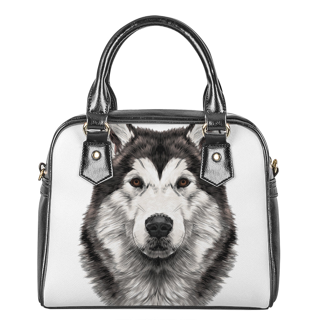 Hand Drawn Alaskan Malamute Print Shoulder Handbag