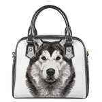Hand Drawn Alaskan Malamute Print Shoulder Handbag