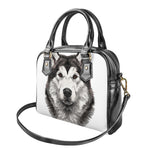 Hand Drawn Alaskan Malamute Print Shoulder Handbag