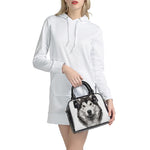 Hand Drawn Alaskan Malamute Print Shoulder Handbag