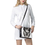 Hand Drawn Alaskan Malamute Print Shoulder Handbag