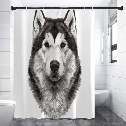 Hand Drawn Alaskan Malamute Print Shower Curtain
