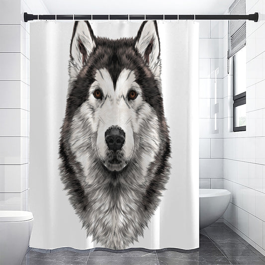 Hand Drawn Alaskan Malamute Print Shower Curtain