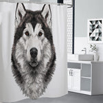 Hand Drawn Alaskan Malamute Print Shower Curtain