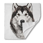 Hand Drawn Alaskan Malamute Print Silk Bandana