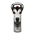Hand Drawn Alaskan Malamute Print Single Neoprene Wine Tote