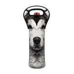 Hand Drawn Alaskan Malamute Print Single Neoprene Wine Tote