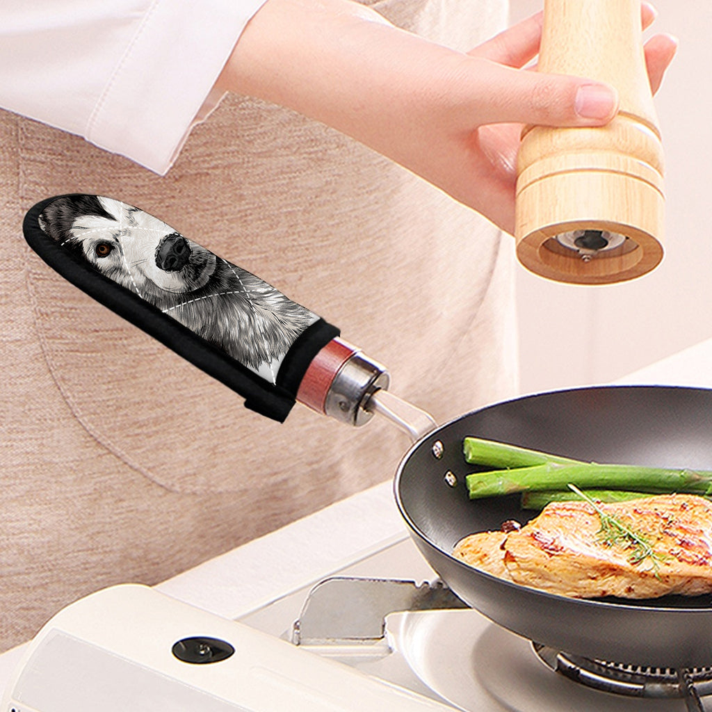 Hand Drawn Alaskan Malamute Print Skillet Handle Cover