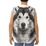 Hand Drawn Alaskan Malamute Print Sleeveless Baseball Jersey