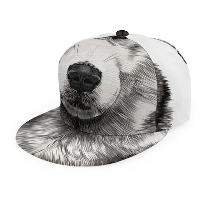 Hand Drawn Alaskan Malamute Print Snapback Cap