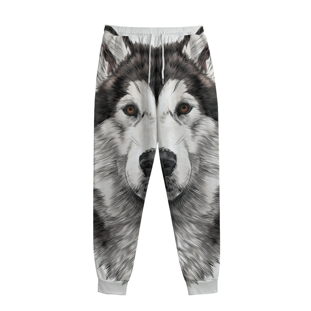 Hand Drawn Alaskan Malamute Print Sweatpants