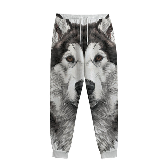 Hand Drawn Alaskan Malamute Print Sweatpants
