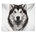 Hand Drawn Alaskan Malamute Print Tapestry