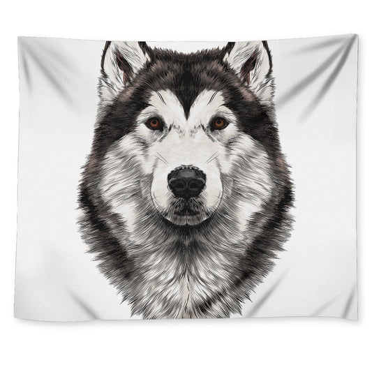 Hand Drawn Alaskan Malamute Print Tapestry