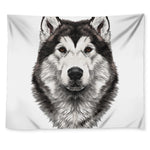 Hand Drawn Alaskan Malamute Print Tapestry