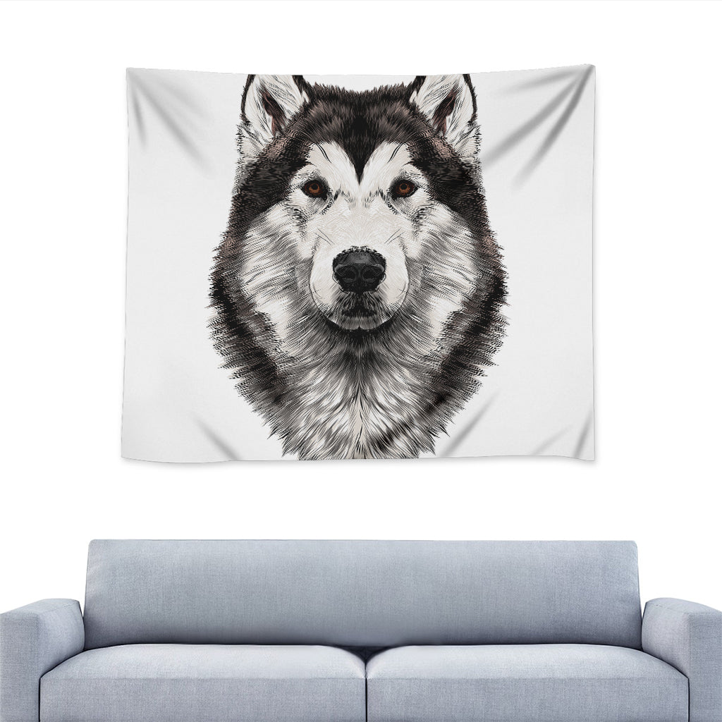 Hand Drawn Alaskan Malamute Print Tapestry