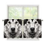 Hand Drawn Alaskan Malamute Print Tier Curtains